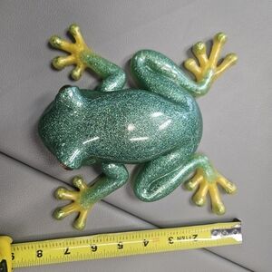 Green and Yellow Glitter Frog Reptile Decor